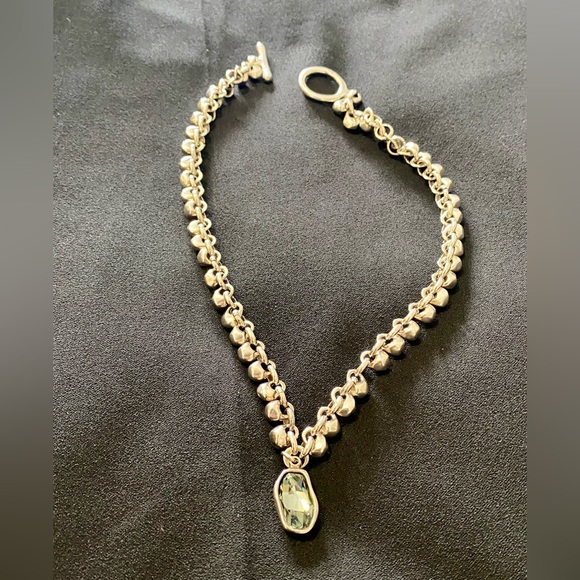 UNO de 50-silver plated statement necklace with grey Swarovski crystal pendant - Picture 3 of 4